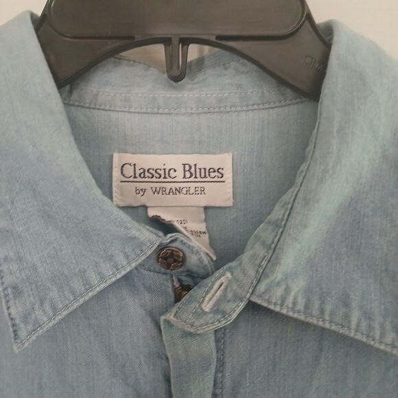 Classic Blues by Wrangler 100% Cotton Top Women's Large Blue Denim Zip Up - Picture 9 of 14